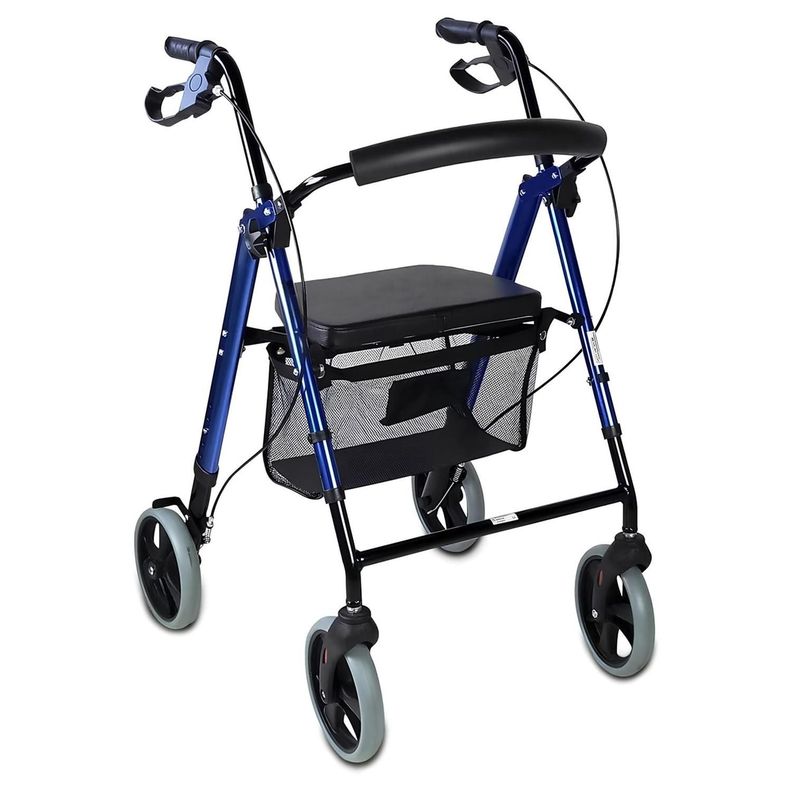 Andador Burrito con Asiento 4 Ruedas Plegable Liviano Freno-0