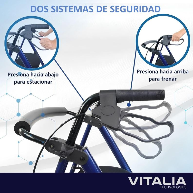 Andador Burrito con Asiento 4 Ruedas Plegable Liviano Freno-4