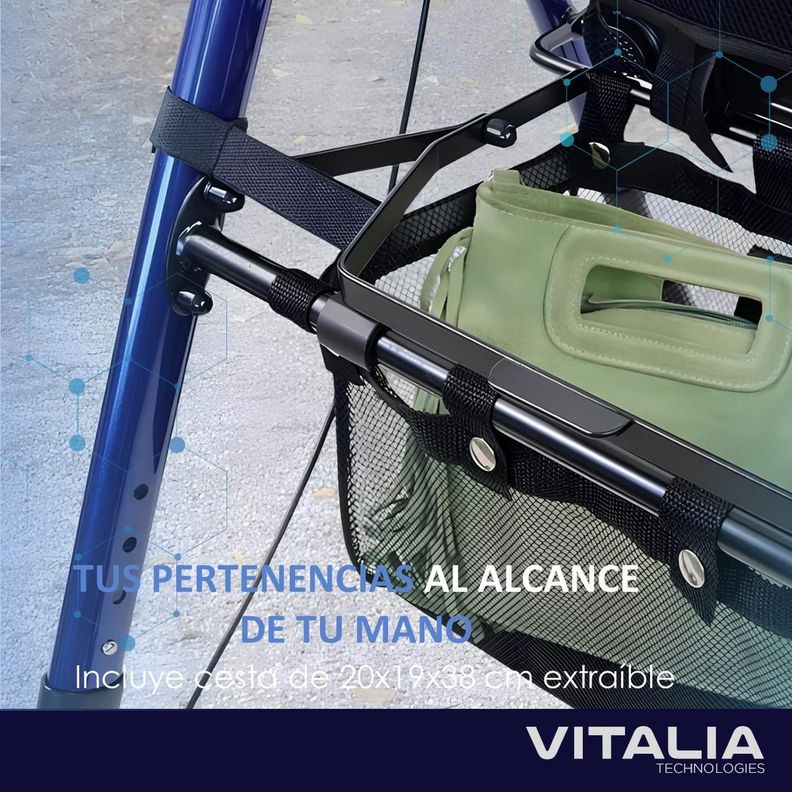 Andador Burrito con Asiento 4 Ruedas Plegable Liviano Freno-5