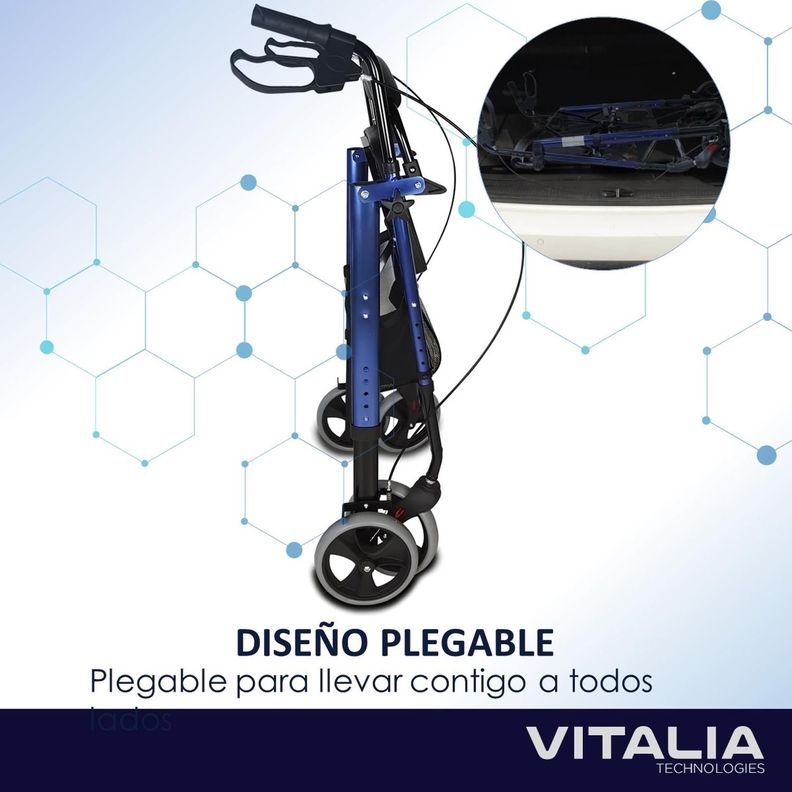 Andador Burrito con Asiento 4 Ruedas Plegable Liviano Freno-6