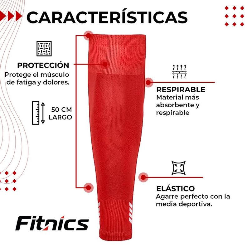 Medias Futbol Deportivas Sin Pie Pantorrillera Fitnics Set 2 rojo-2