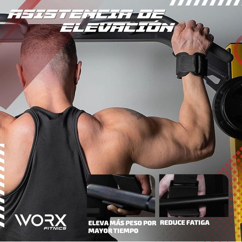 Muñequeras Gancho Levantamiento Pesas Worx Gym Gimnasio x2-2
