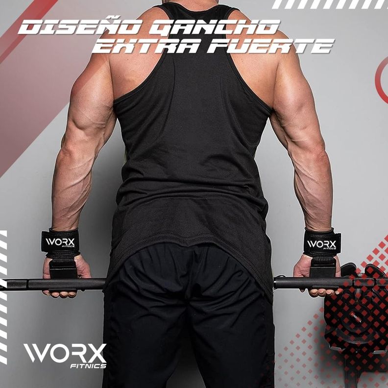 Muñequeras Gancho Levantamiento Pesas Worx Gym Gimnasio x2-1