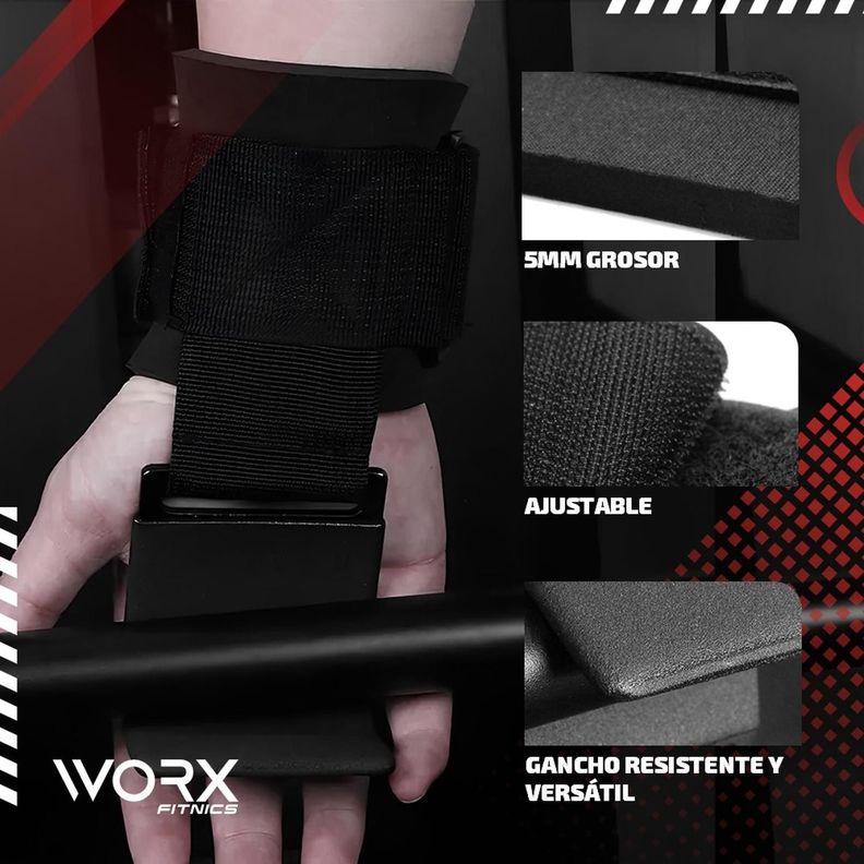 Muñequeras Gancho Levantamiento Pesas Worx Gym Gimnasio x2-3