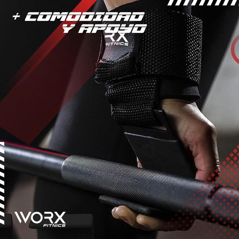 Muñequeras Gancho Levantamiento Pesas Worx Gym Gimnasio x2-4