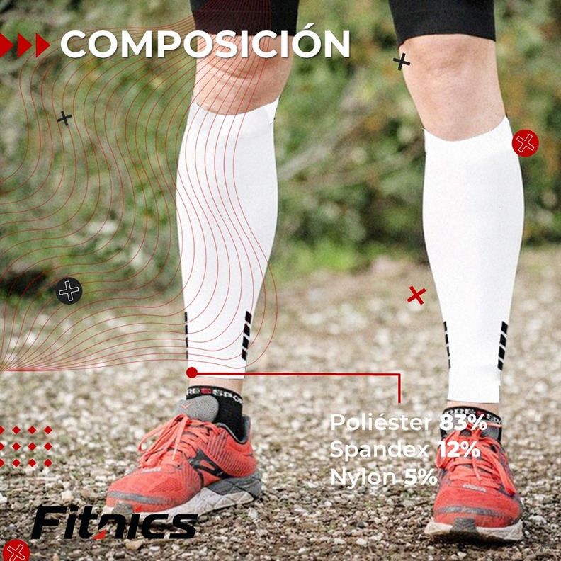 Medias Futbol Deportivas Sin Pie Pantorrillera Fitnics Set 2 blanco-4