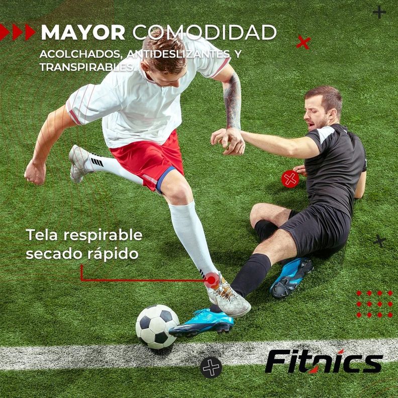 Medias Futbol Deportivas Sin Pie Pantorrillera Fitnics Set 2 blanco-5