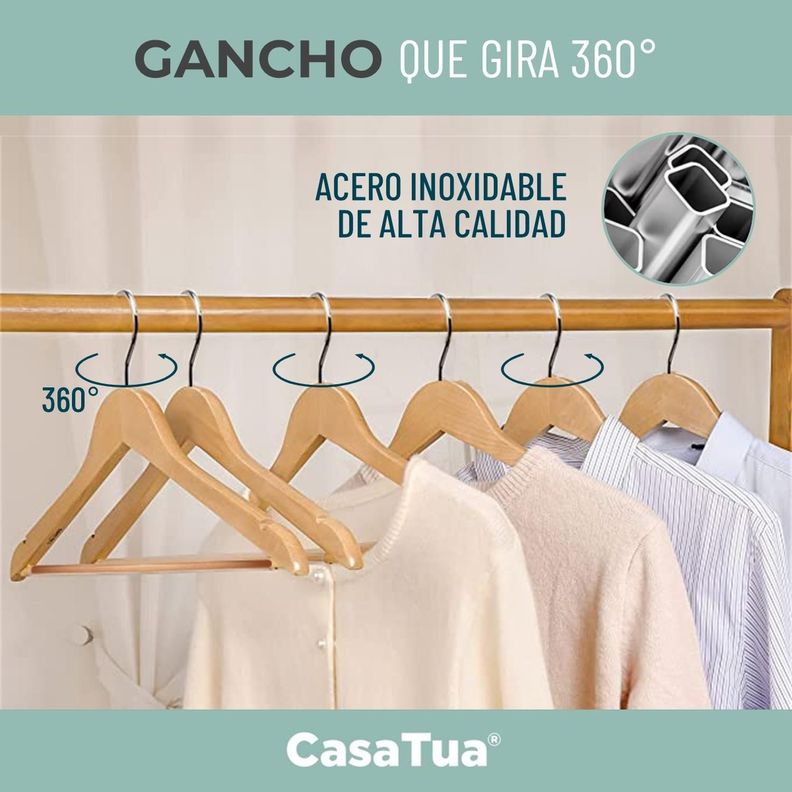 Colgadores Ganchos Ropa Casatua Madera Antideslizantes x20-4
