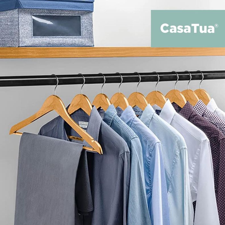 Colgadores Ganchos Ropa Casatua Madera Antideslizantes x20-9