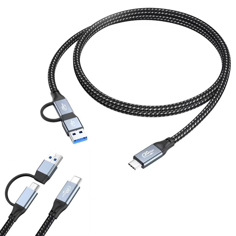 Cable USB C a USB y C 2-en-1 Carga 100W Datos 20G 4K Linkon-1