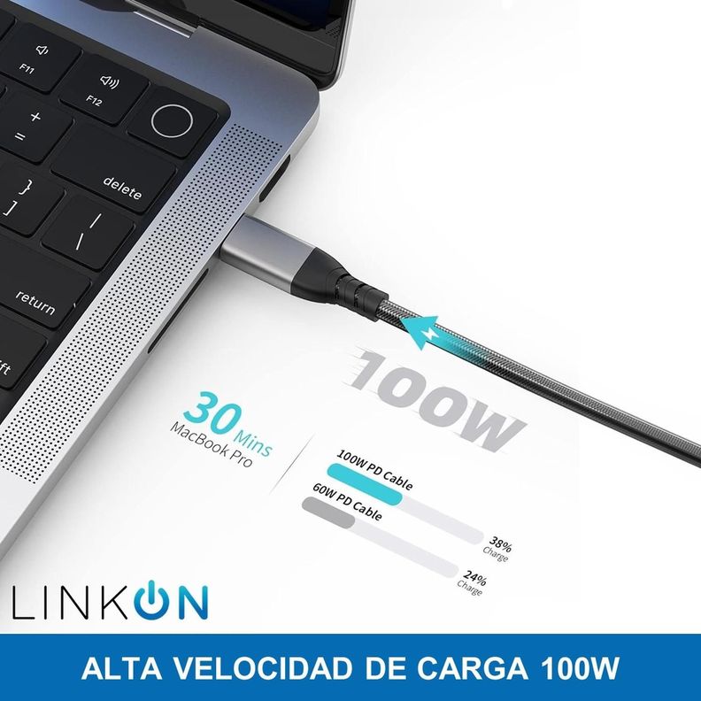 Cable USB C a USB y C 2-en-1 Carga 100W Datos 20G 4K Linkon-4