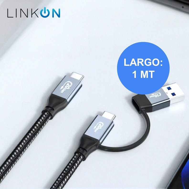 Cable USB C a USB y C 2-en-1 Carga 100W Datos 20G 4K Linkon-7
