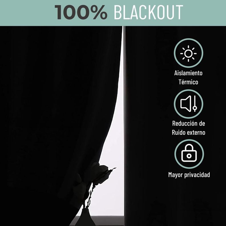 Cortina 100% Blackout Termica Diseño Set 2 Casatua 140x220-3
