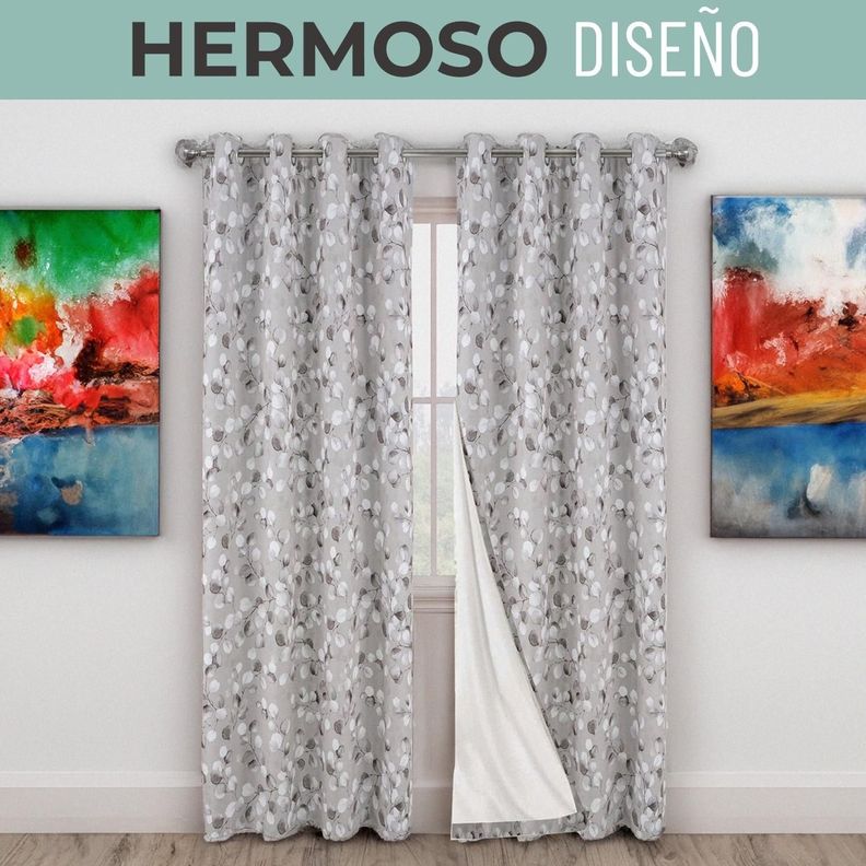 Cortina 100% Blackout Termica Diseño Set 2 Casatua 140x220-4