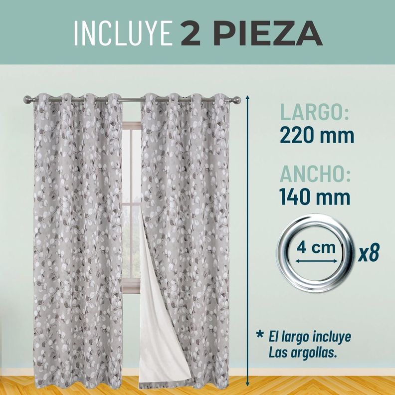 Cortina 100% Blackout Termica Diseño Set 2 Casatua 140x220-5