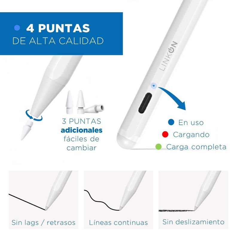 Lapiz Pencil Tactil Linkon Stylus Para Apple iPad Palm Rejec-2