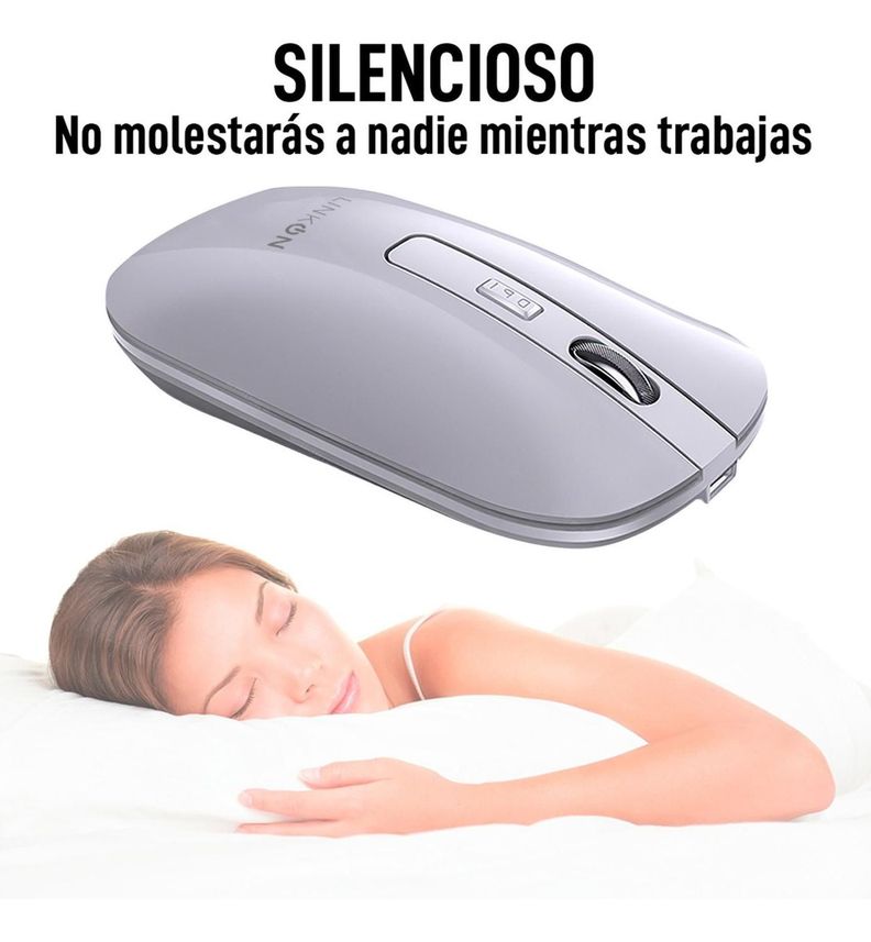 Mouse Inalambrico Dual Bluetooth USB Recargable Mac Windows blanco-5