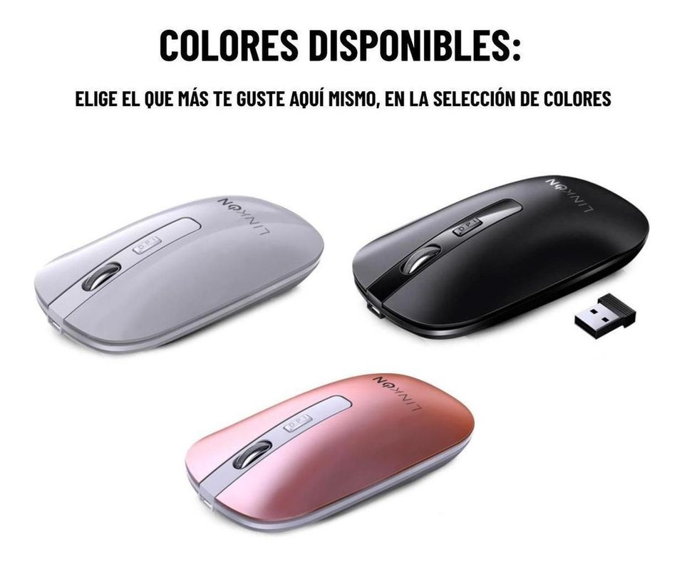 Mouse Inalambrico Dual Bluetooth USB Recargable Mac Windows blanco-7