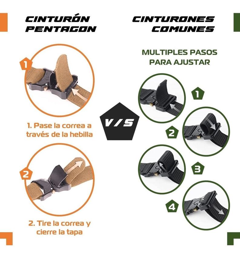 Cinturon Tactico Militar Pentagon Outdoor Hebilla Airsoft Tamaño Único beige-13