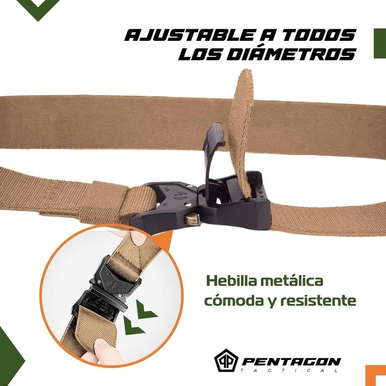 Cinturon Tactico Militar Pentagon Outdoor Hebilla Airsoft Tamaño Único beige-11