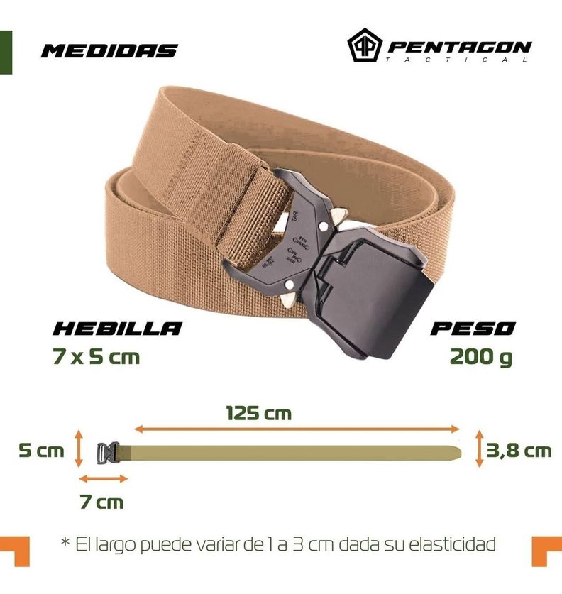 Cinturon Tactico Militar Pentagon Outdoor Hebilla Airsoft Tamaño Único beige-7