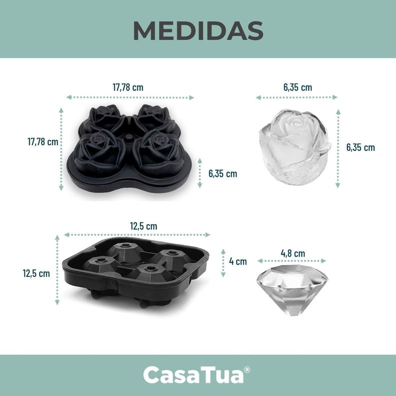 Cubetas Hielo Cubetera Molde Silicona Diseños CasaTua Set 2-7