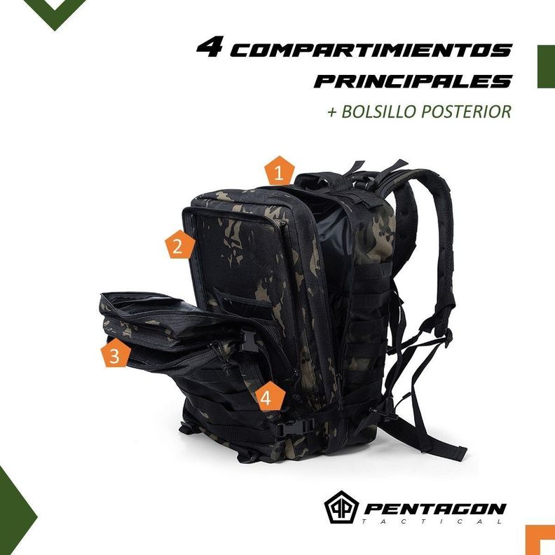 Mochila Tactica Militar Outdoor Pentagon 45L Impermeable-3