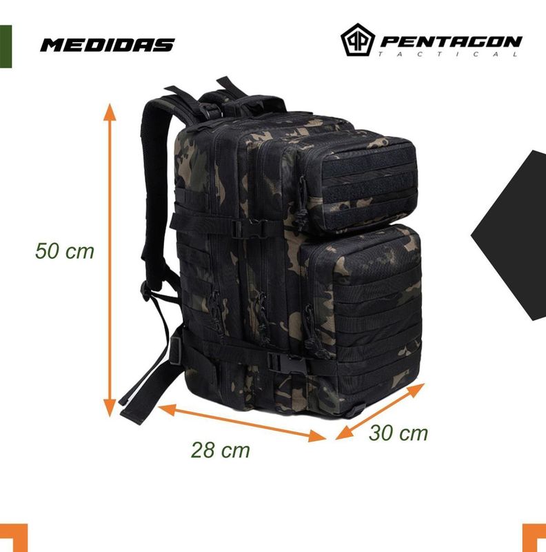 Mochila Tactica Militar Outdoor Pentagon 45L Impermeable-7