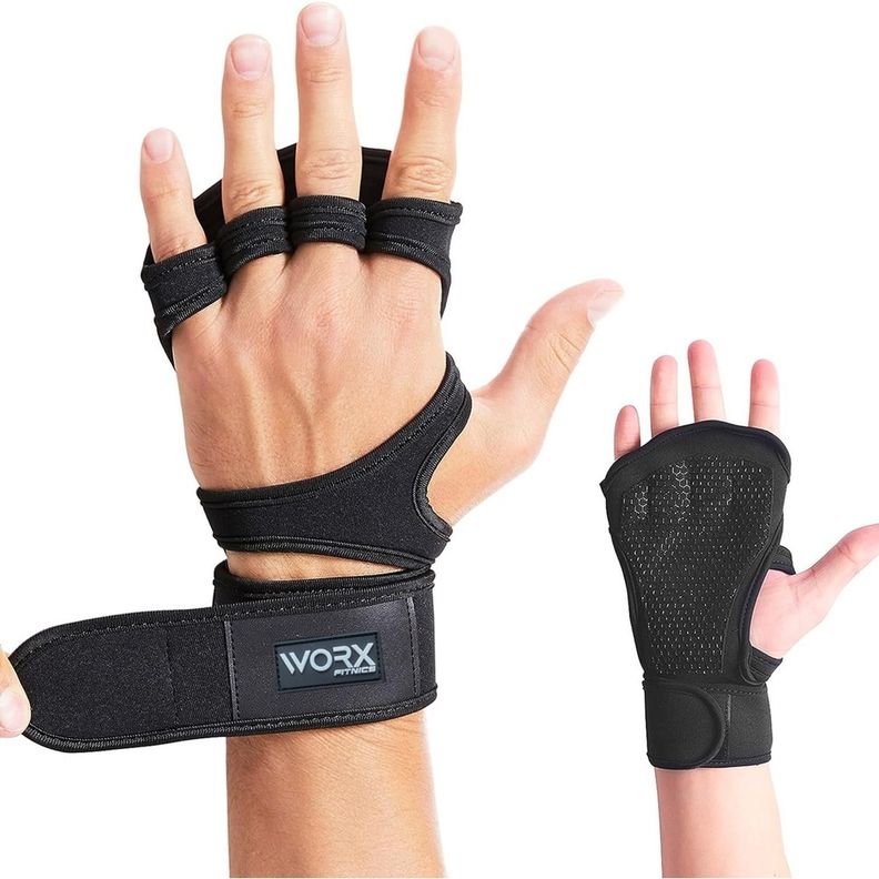 Guantes para Gimnasio Pesas Calleras Muñequera Worx negro-0