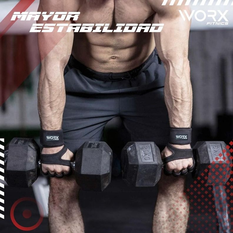 Guantes para Gimnasio Pesas Calleras Muñequera Worx negro-3