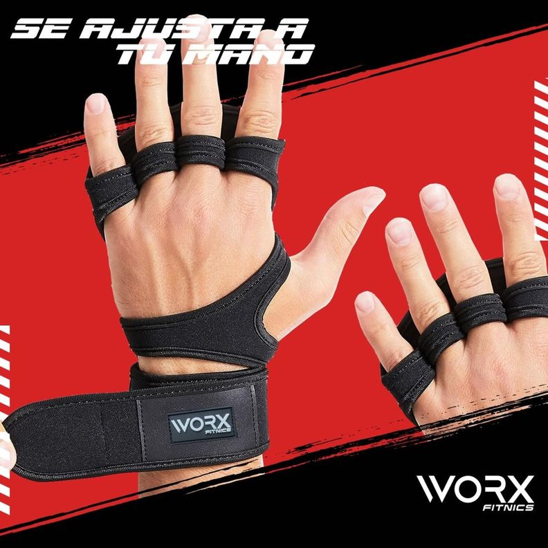 Guantes para Gimnasio Pesas Calleras Muñequera Worx negro-6