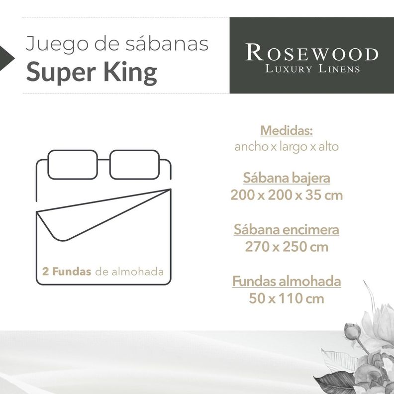 Sabanas Super King 250 Hilos Algodón Rosewood-4