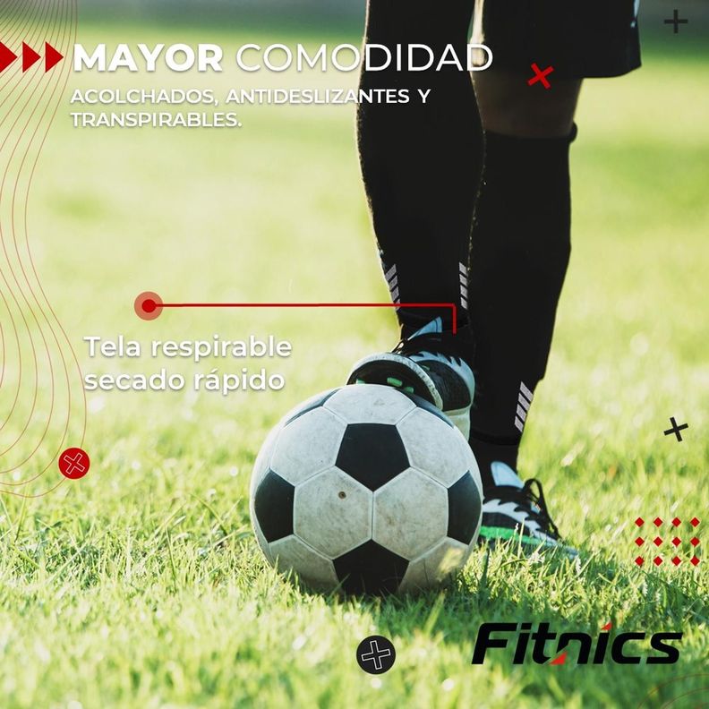 Medias Futbol Niños Antideslizantes Set 2 + Pantorrillera Talla Única negro-4