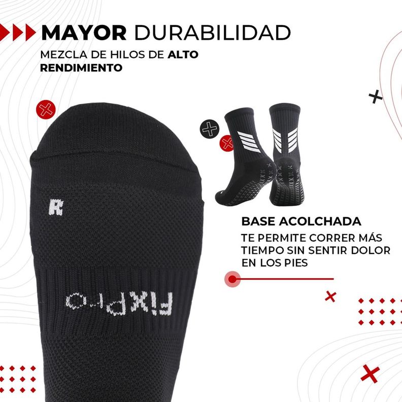 Medias Futbol Niños Antideslizantes Set 2 + Pantorrillera Talla Única negro-5