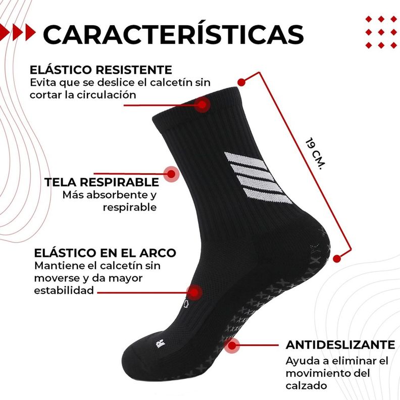 Medias Futbol Niños Antideslizantes Set 2 + Pantorrillera Talla Única negro-7