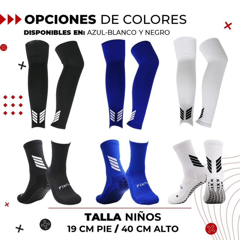 Medias Futbol Niños Antideslizantes Set 2 + Pantorrillera Talla Única negro-9