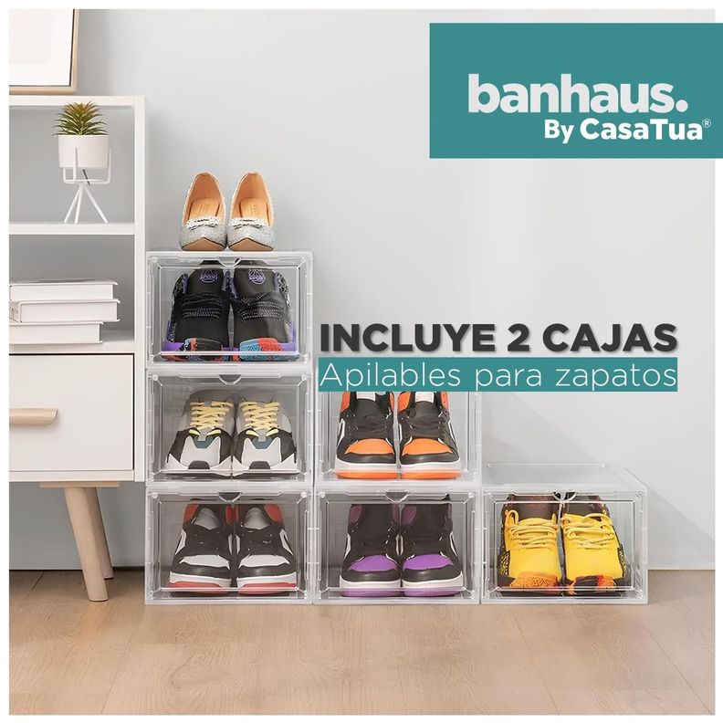 Caja Organizadora De Zapatos Set X2 Banhaus Apilable Premium-1