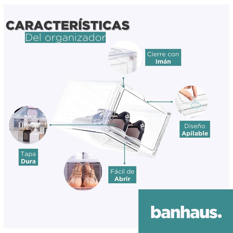 Caja Organizadora De Zapatos Set X2 Banhaus Apilable Premium-2