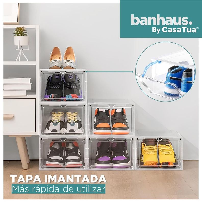 Caja Organizadora De Zapatos Set X2 Banhaus Apilable Premium-4