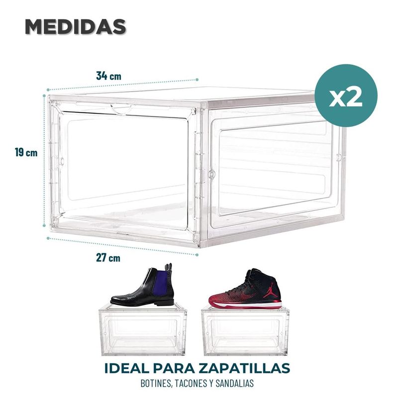 Caja Organizadora De Zapatos Set X2 Banhaus Apilable Premium-7
