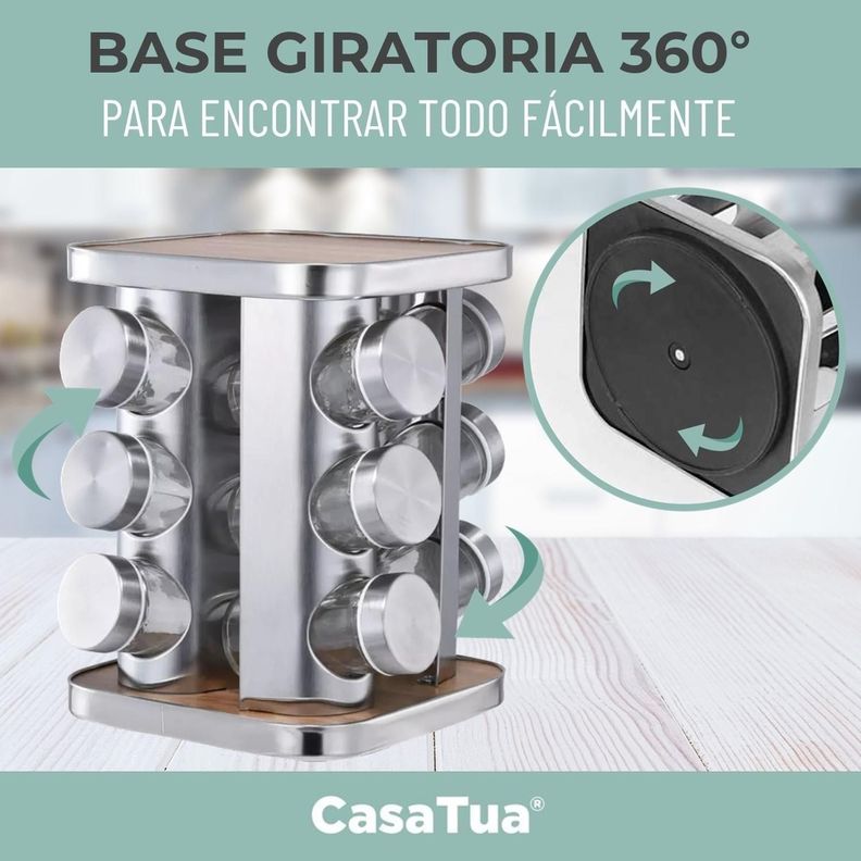 Especiero Cocina Giratorio 12 Condimentos Acero Inoxidable-3