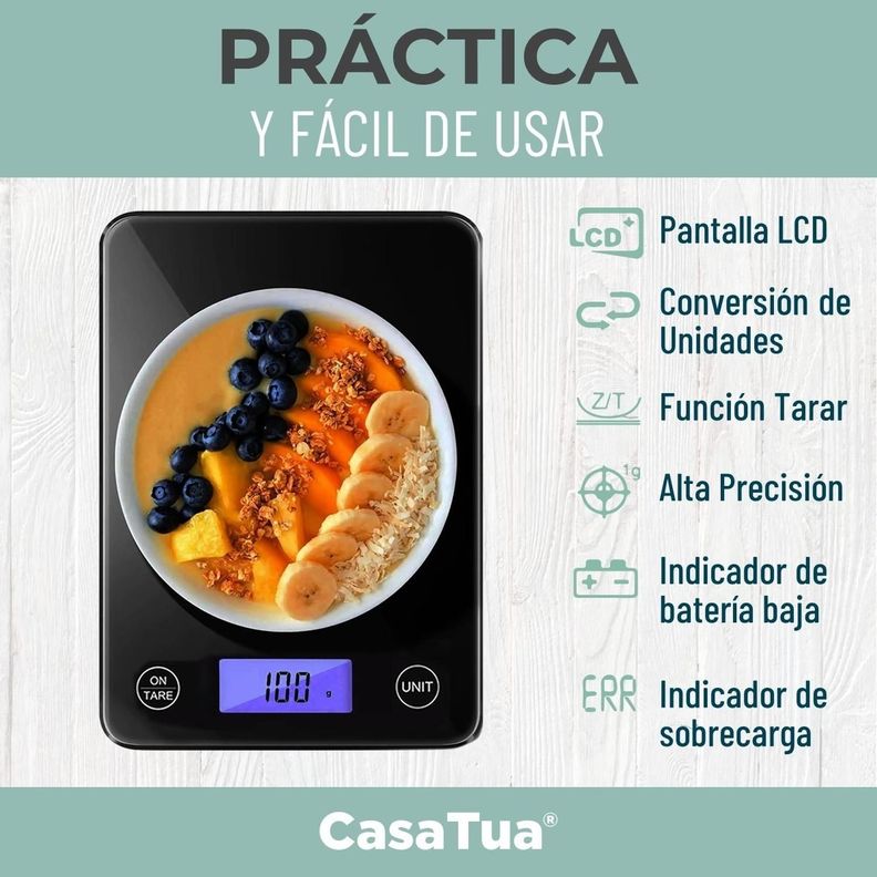 Balanza Pesa Digital Cocina Gramera Cubierta Vidrio 5 Kilos-1
