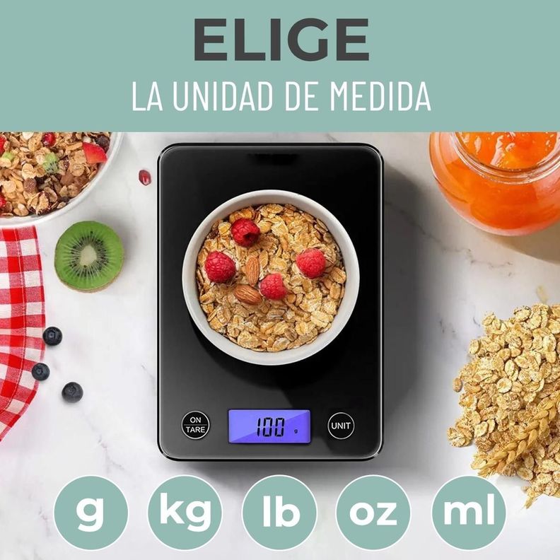 Balanza Pesa Digital Cocina Gramera Cubierta Vidrio 5 Kilos-4