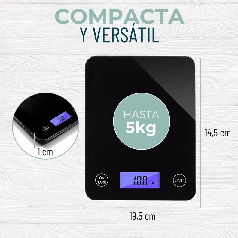 Balanza Pesa Digital Cocina Gramera Cubierta Vidrio 5 Kilos-5