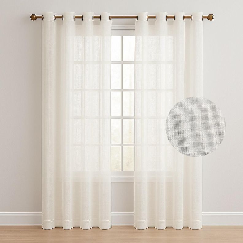Cortina Velo Visillo 2 Panos 140x220cm Textura Lino Casatua Blanco