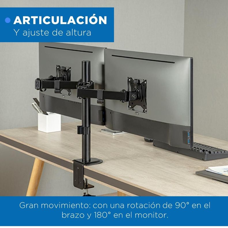 Brazo Soporte Doble Para 2 Monitores Linkon Base Escritorio-2