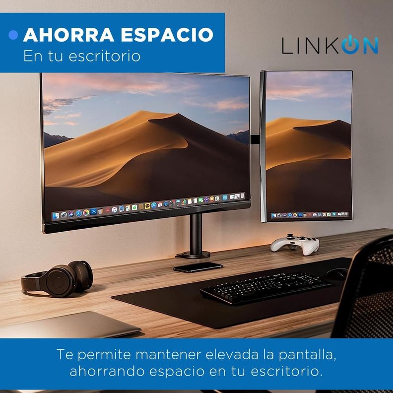 Brazo Soporte Doble Para 2 Monitores Linkon Base Escritorio-3