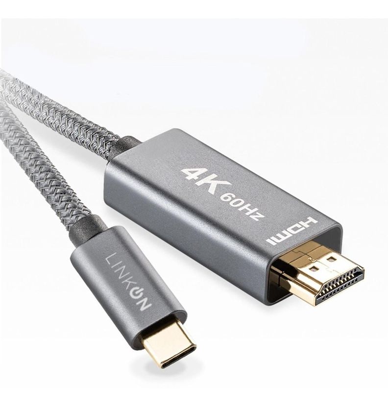 Cable Adaptador USB C a HDMI V2.1 4K 60Hz Trenzado Oro 2mt-0