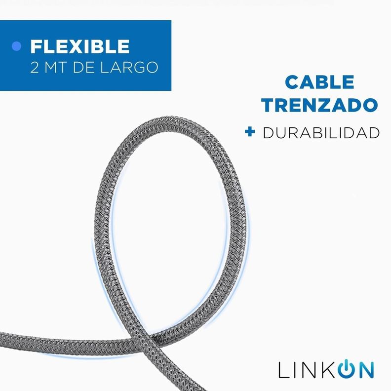 Cable Adaptador USB C a HDMI V2.1 4K 60Hz Trenzado Oro 2mt-3