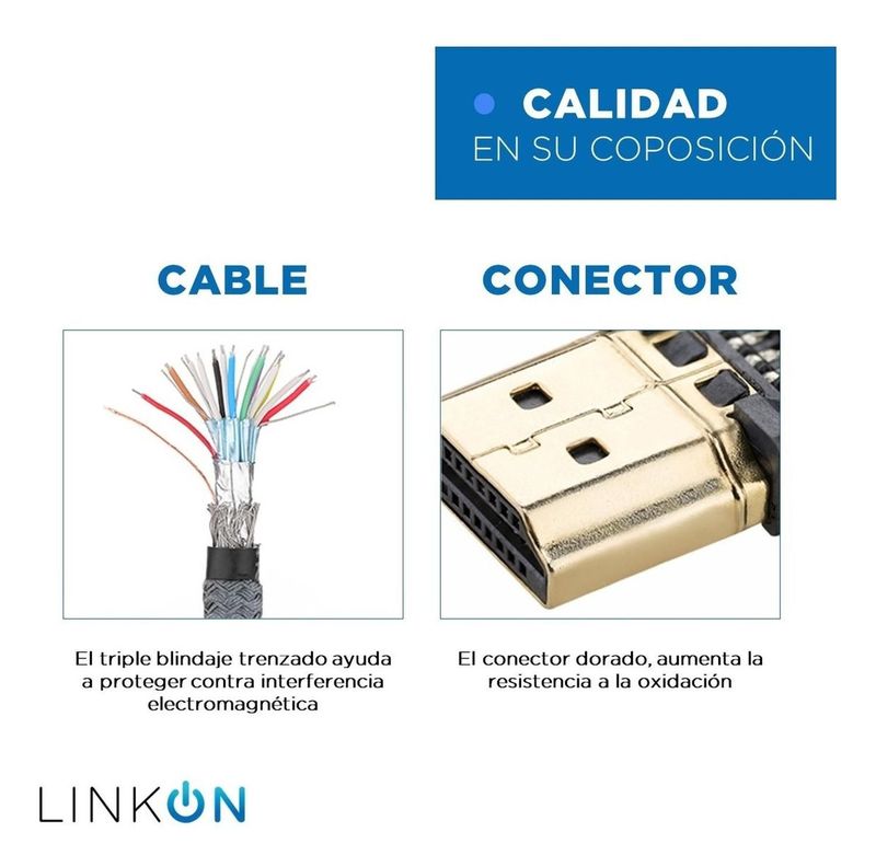 Cable Adaptador USB C a HDMI V2.1 4K 60Hz Trenzado Oro 2mt-4